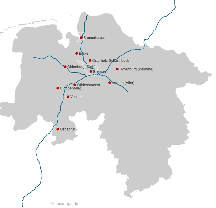 Übersichtkarte Bremen und Niedersachsen